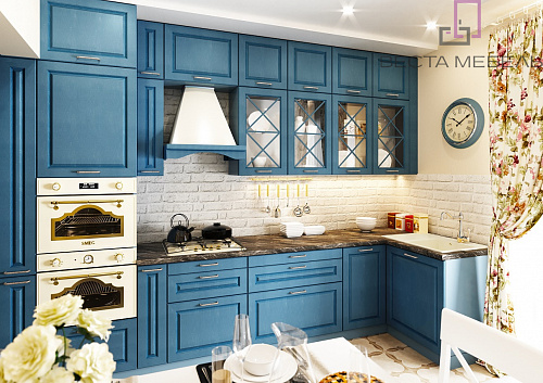 Синяя матовая кухня Медина